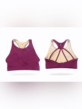 BuffBunny Collection Laser Cut Sports Bra Burgundy Racerback Adjustable XS
